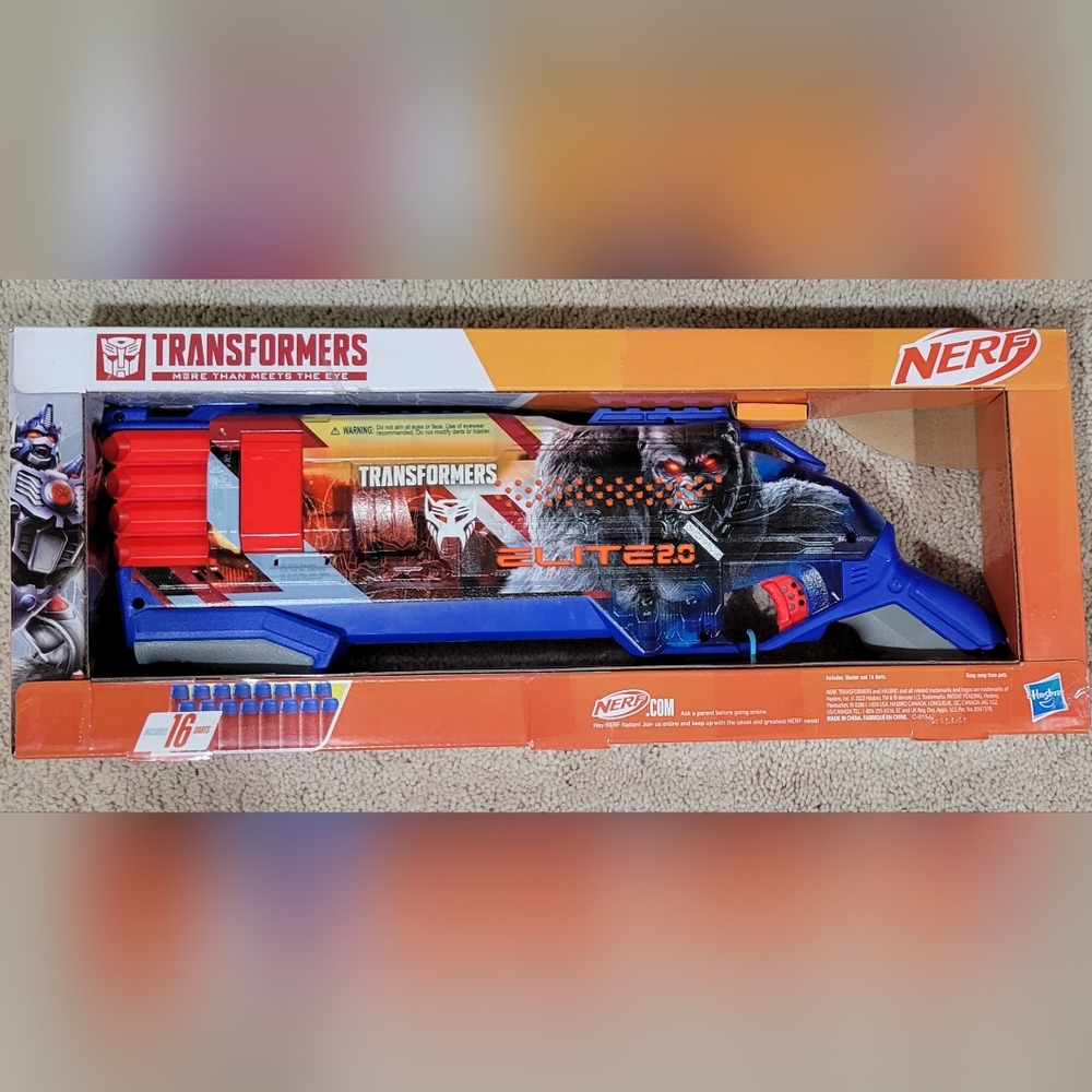 Nerf Transformers Optimus Primal Dart Blaster, 16 Nerf Elite Darts